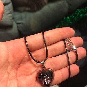 Handmade Black Heart Galaxy Pendant Necklace - Women Jewelry